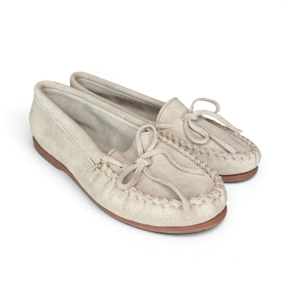 Minnetonka Flexible Slip On Moccasin Rubber Hardsole Women's 9 Neutral Loafer